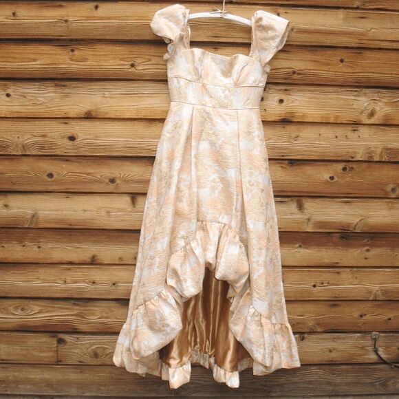 NWOT Mac Duggal 68276 FLORAL PRINT PUFF SLEEVE BROCADE GOWN 10 Pockets - Picture 7 of 14